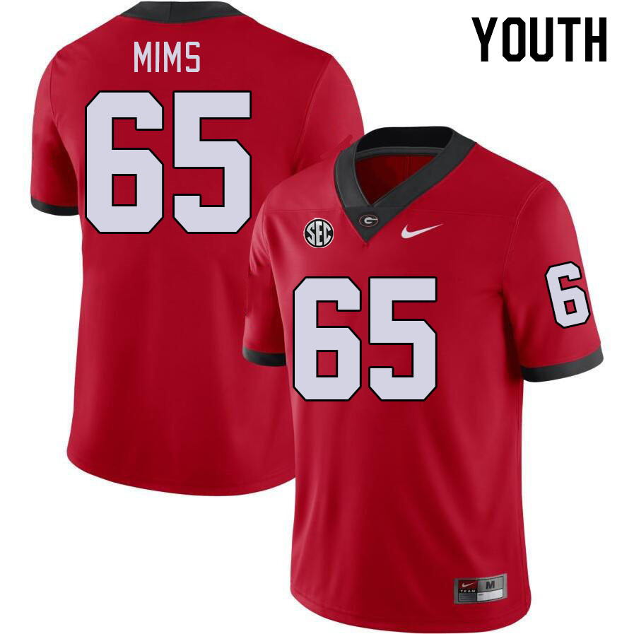 Youth #65 Amarius Mims Georgia Bulldogs College Football Jerseys Stitched-Red - Click Image to Close